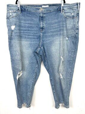 Lane Bryant Mid Rise Boyfriend Capri Jeans Distressed 26